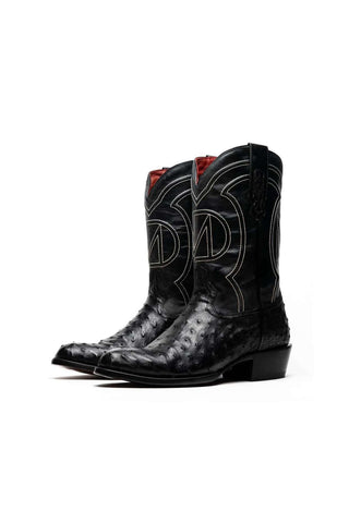 Marco Di Milano Savannah Black Ostrich Skin Cowboy Boot (MDM1227)