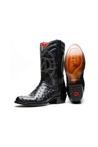 Marco Di Milano Savannah Black Ostrich Skin Cowboy Boot (MDM1227)
