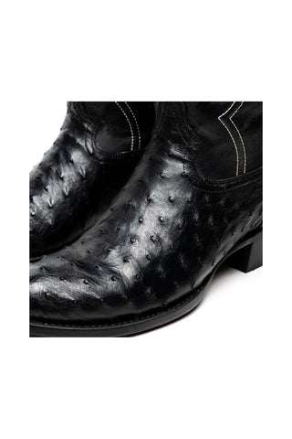 Marco Di Milano Savannah Black Ostrich Skin Cowboy Boot (MDM1227)