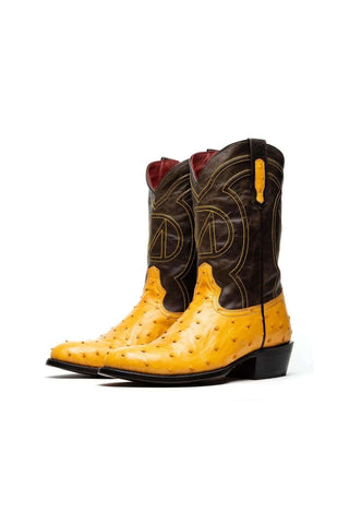 Marco Di Milano Savannah Buttercup Exotic Ostrich Skin Cowboy Boot (MDM1226)