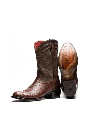 Marco Di Milano Savannah Kango Tabacco Exotic Ostrich Skin Cowboy Boot (MDM1230)