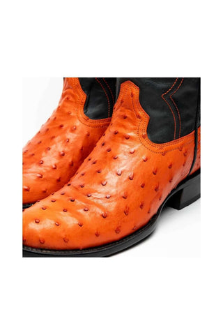 Marco Di Milano Savannah Orange Exotic Ostrich Skin Cowboy Boot (MDM1228)