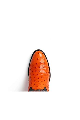 Marco Di Milano Savannah Orange Exotic Ostrich Skin Cowboy Boot (MDM1228)