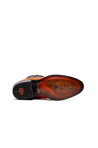 Marco Di Milano Savannah Orange Exotic Ostrich Skin Cowboy Boot (MDM1228)