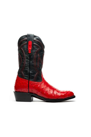Marco Di Milano Savannah Red Exotic Ostrich Skin Cowboy Boot (MDM1229)