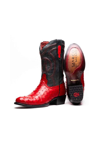 Marco Di Milano Savannah Red Ostrich Skin Cowboy Boot (MDM1229)
