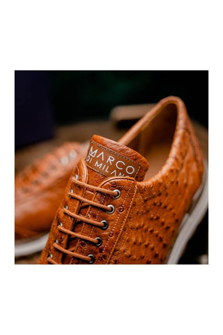 Marco Di Milano Scanno Antique Cognac Exotic Ostich Casual Sneakers (MDM1049)