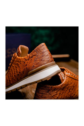 Marco Di Milano Scanno Antique Cognac Exotic Ostich Casual Sneakers (MDM1049)