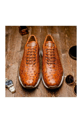 Marco Di Milano Scanno Antique Cognac Exotic Ostich Casual Sneakers (MDM1049)