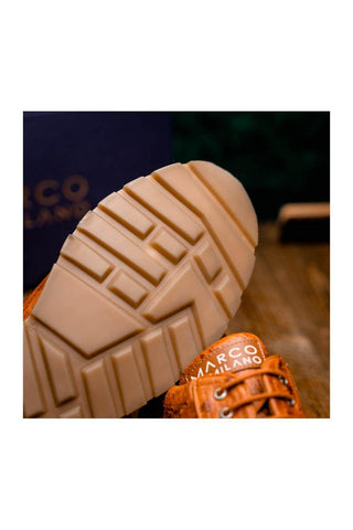 Marco Di Milano Scanno Antique Cognac Exotic Ostich Casual Sneakers (MDM1049)