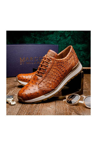 Marco Di Milano Scanno Antique Cognac Ostich Casual Sneakers (MDM1049)