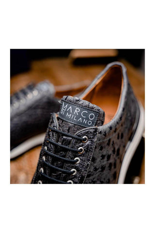 Marco Di Milano Scanno Antique Gray Exotic Ostich Casual Sneakers (MDM1050)