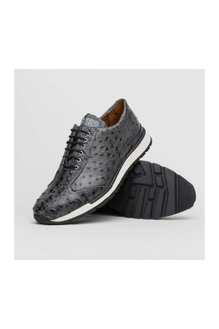 Marco Di Milano Scanno Antique Gray Ostich Casual Sneakers (MDM1050)