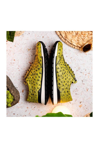Marco Di Milano Scanno Antique Green Exotic Ostich Casual Sneakers (MDM1055)