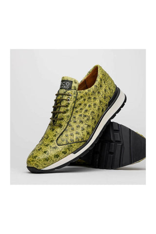 Marco Di Milano Scanno Antique Green Exotic Ostich Casual Sneakers (MDM1055)
