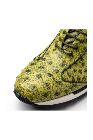 Marco Di Milano Scanno Antique Green Exotic Ostich Casual Sneakers (MDM1055)