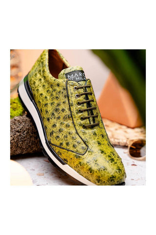 Marco Di Milano Scanno Antique Green Exotic Ostich Casual Sneakers (MDM1055)