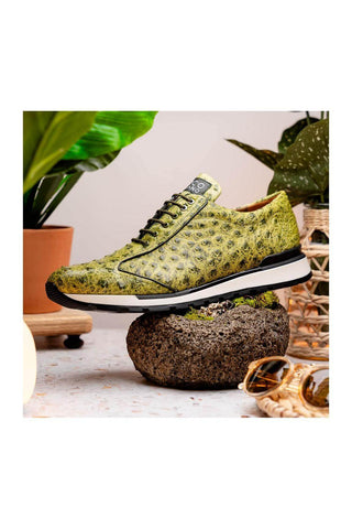 Marco Di Milano Scanno Antique Green Exotic Ostich Casual Sneakers (MDM1055)