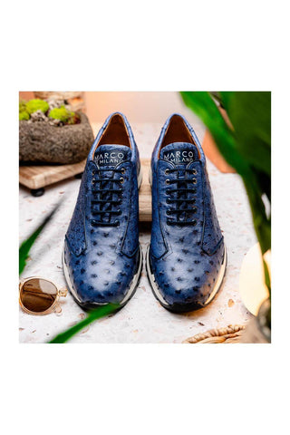 Marco Di Milano Scanno Antique Navy Ostich Casual Sneakers (MDM1053)