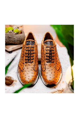 Marco Di Milano Scanno Antique Paja Exotic Ostich Casual Sneakers (MDM1054)