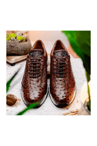 Marco Di Milano Scanno Brown Exotic Ostich Casual Sneakers (MDM1051)