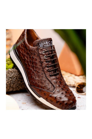 Marco Di Milano Scanno Brown Exotic Ostich Casual Sneakers (MDM1051)