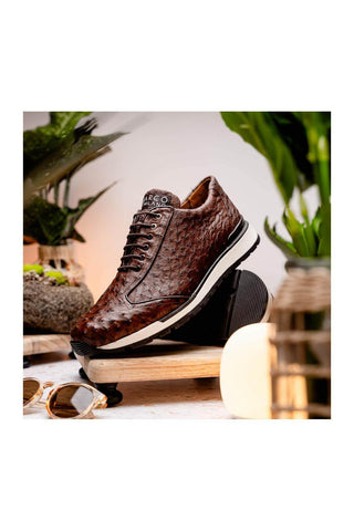 Marco Di Milano Scanno Brown Exotic Ostich Casual Sneakers (MDM1051)