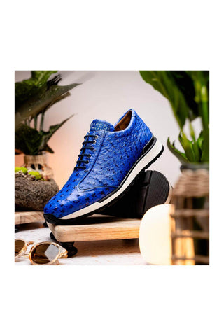 Marco Di Milano Scanno Electric Blue Ostrich Casual Sneakers (MDM1046)