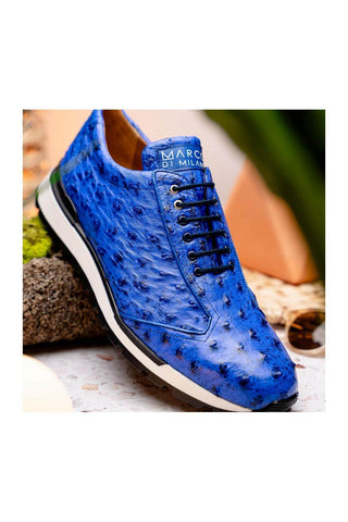 Marco Di Milano Scanno Electric Blue Ostrich Casual Sneakers (MDM1046)