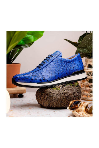 Marco Di Milano Scanno Electric Blue Ostrich Casual Sneakers (MDM1046)