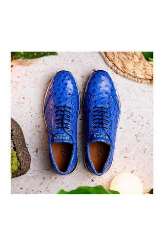 Marco Di Milano Scanno Electric Blue Ostrich Casual Sneakers (MDM1046)