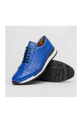 Marco Di Milano Scanno Electric Blue Ostrich Casual Sneakers (MDM1046)