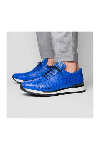 Marco Di Milano Scanno Electric Blue Ostrich Casual Sneakers (MDM1046)