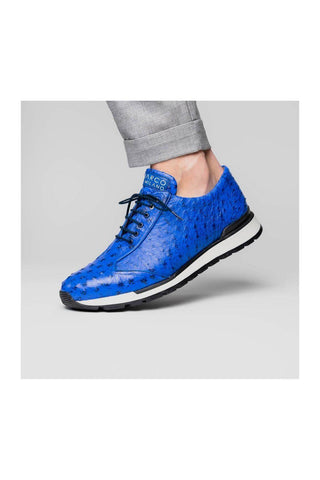 Marco Di Milano Scanno Electric Blue Ostrich Casual Sneakers (MDM1046)