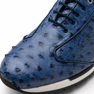 Marco Di Milano Scanno Men's Shoes Antique Navy Exotic Ostich Casual Sneakers (MDM1053)-AmbrogioShoes