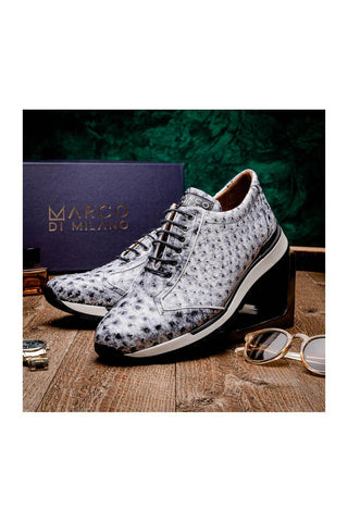 Marco Di Milano Scanno Newspaper Exotic Ostrich Casual Sneakers (MDM1048)