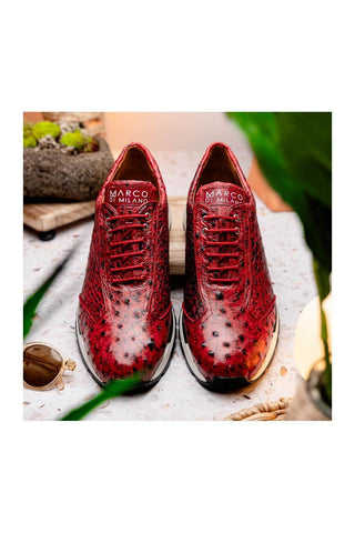 Marco Di Milano Scanno Red Exotic Ostich Casual Sneakers (MDM1052)
