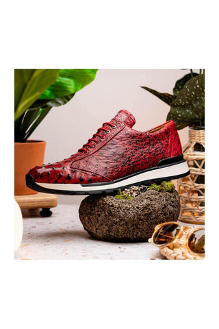 Marco Di Milano Scanno Red Exotic Ostich Casual Sneakers (MDM1052)