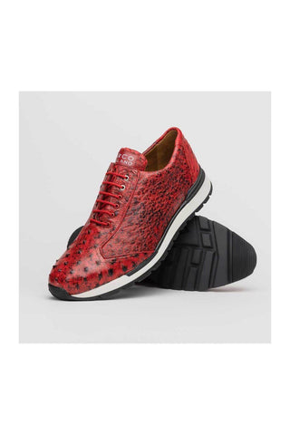 Marco Di Milano Scanno Red Exotic Ostich Casual Sneakers (MDM1052)