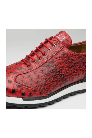 Marco Di Milano Scanno Red Exotic Ostich Casual Sneakers (MDM1052)