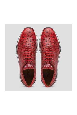 Marco Di Milano Scanno Red Exotic Ostich Casual Sneakers (MDM1052)