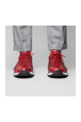Marco Di Milano Scanno Red Exotic Ostich Casual Sneakers (MDM1052)
