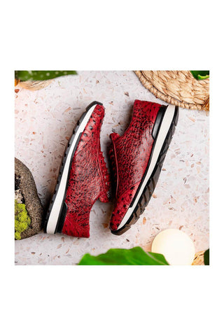 Marco Di Milano Scanno Red Ostich Casual Sneakers (MDM1052)