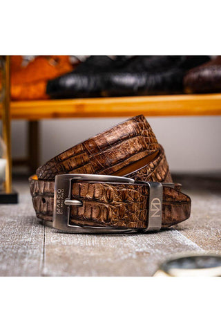Marco Di Milano Silvio Men's Washed Brown Genuine Crocodile Belts (MDMB1053)