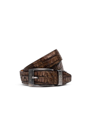 Marco Di Milano Silvio Men's Washed Brown Genuine Crocodile Belts (MDMB1053)