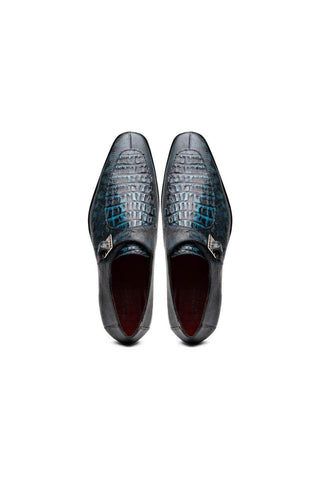 Marco Di Milano Toluca Blue Lizard / Crocodile Single Monk Strap (MDM1127)