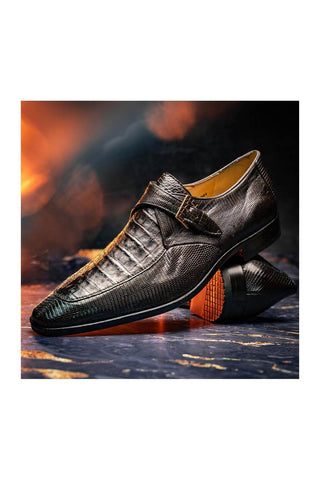 Marco Di Milano Toluca Brown Exotic Lizard / Crocodile Single Monk Strap (MDM1127)