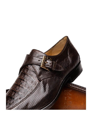 Marco Di Milano Toluca Brown Exotic Lizard / Crocodile Single Monk Strap (MDM1127)
