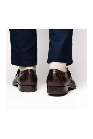 Marco Di Milano Toluca Brown Lizard / Crocodile Single Monk Strap (MDM1127)