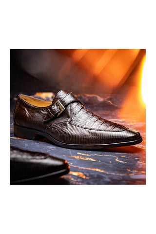 Marco Di Milano Toluca Brown Lizard / Crocodile Single Monk Strap (MDM1127)